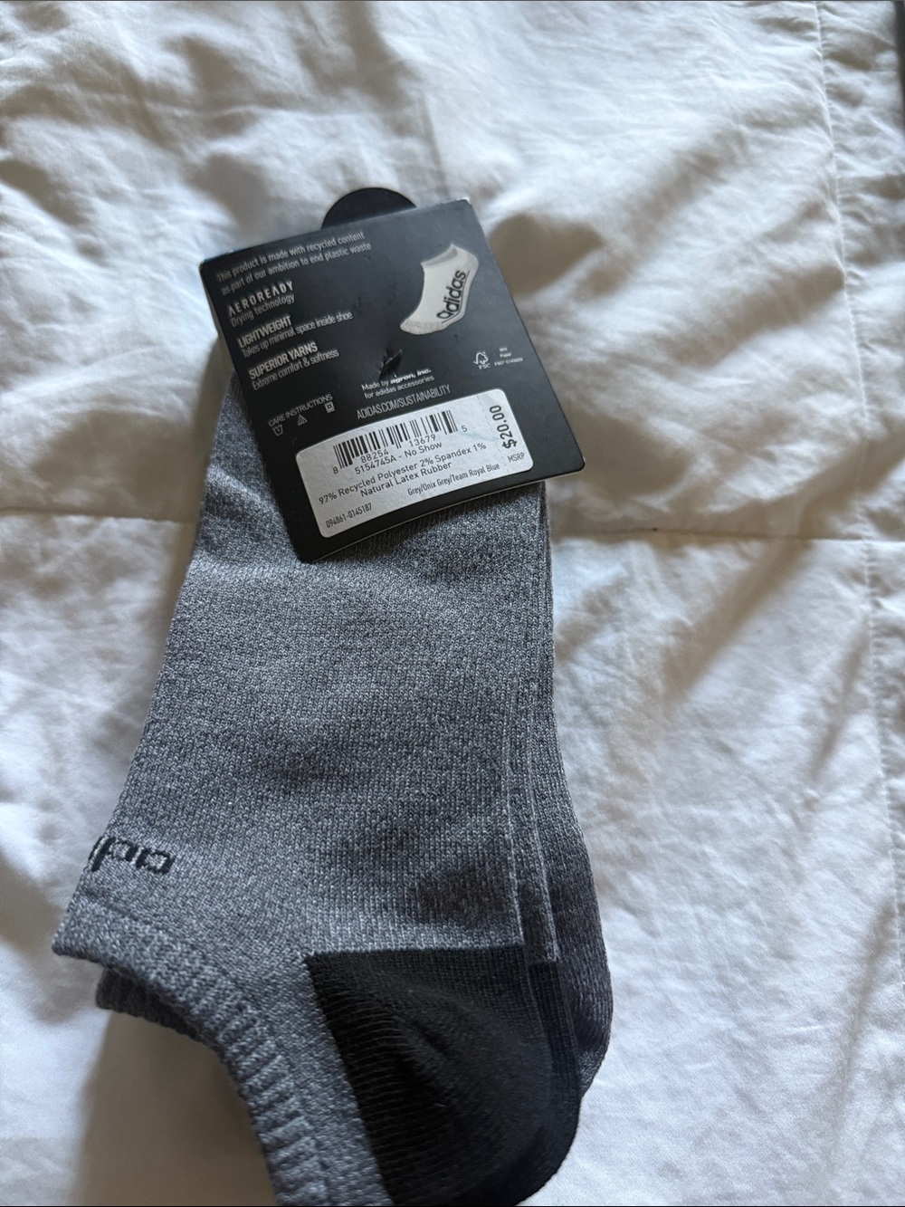 adidas Men's Gray and Black Low-Cut Athletic Socks